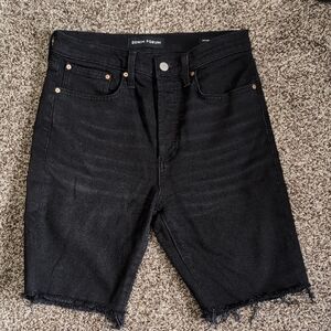 Denim Forum The Yoko Bermuda Shorts Black Size 28 Distressed Hem